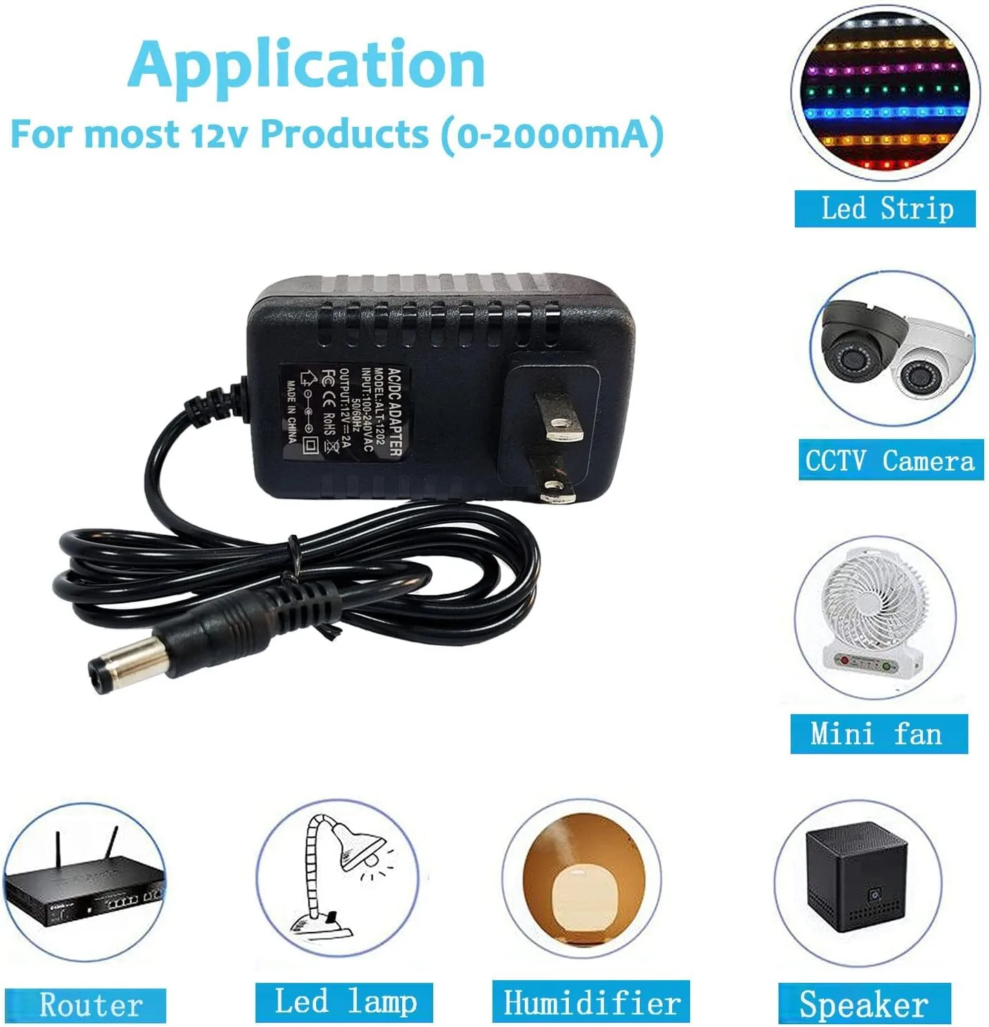 12V/2A (24W) AC Power Supply Adapter - Universal