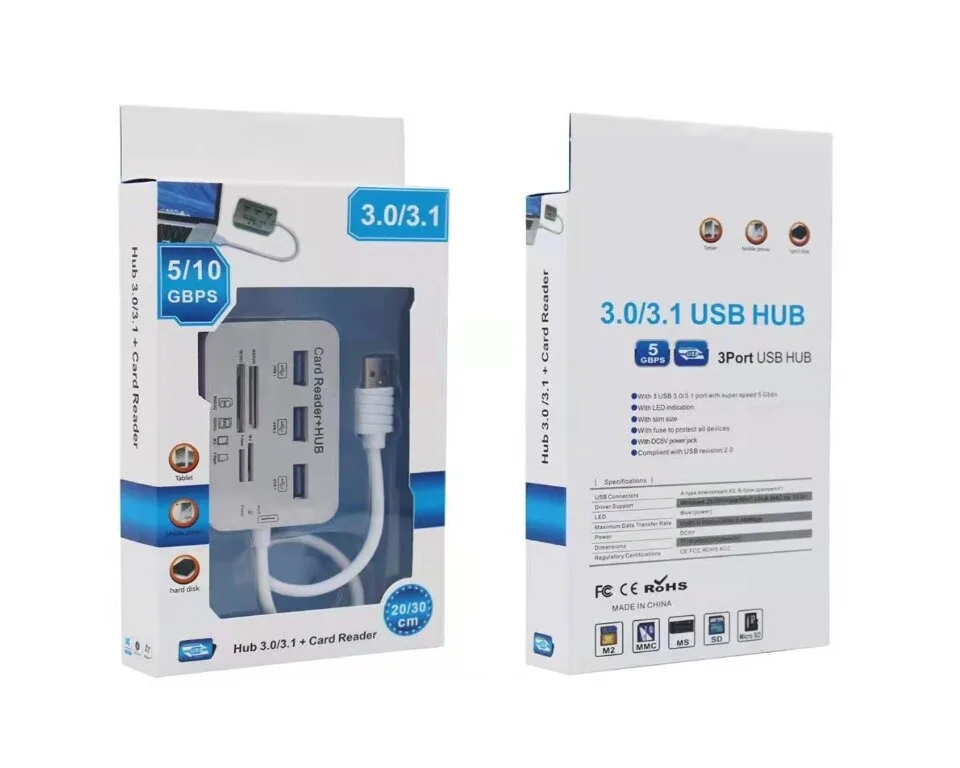 3-Port USB 3.0 Hub with Card Reader (MS/SD/M2/TF) #4 view 1