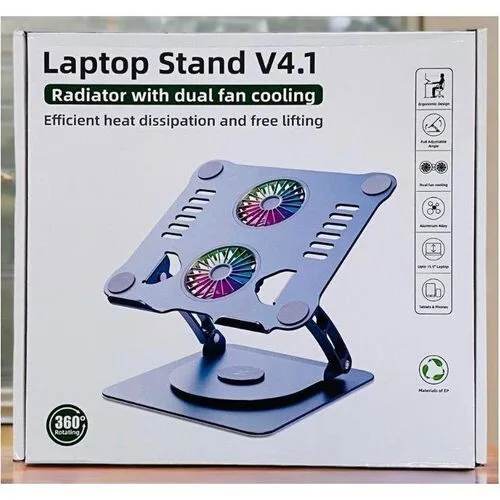 Metallic Laptop/Tablet Rotating Stand with Cooling Fans - up to 17" view 1