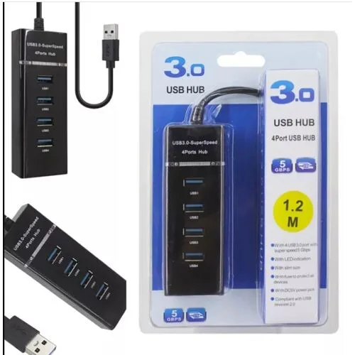 4-Port USB 3.0 Hub - USB Data Splitter with Cable view 1