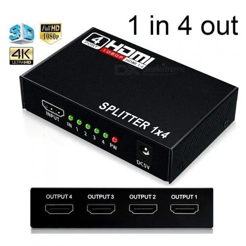 HDMI Splitter 4-Way, 3D/4K view 1