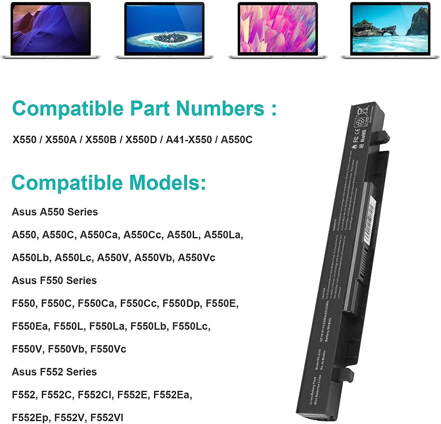 Asus Laptop Battery X550 X550A X550B X550D X550L view 1