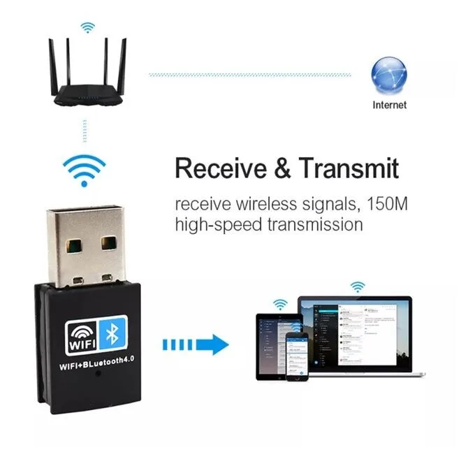 USB WiFi + Bluetooth 4.0 Adapter - 150Mbps, 2.4GHz