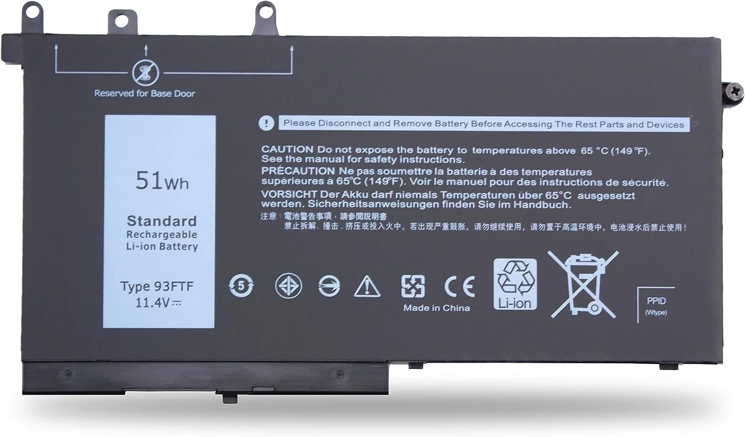 Dell Laptop Battery Latitude E5480 -93Ftf view 1