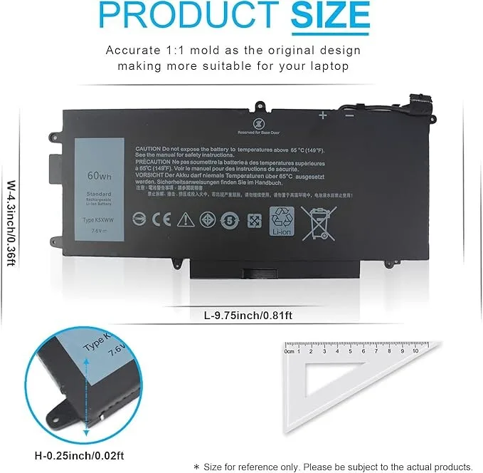 Dell Laptop Battery 7389 K5Xww Original view 2