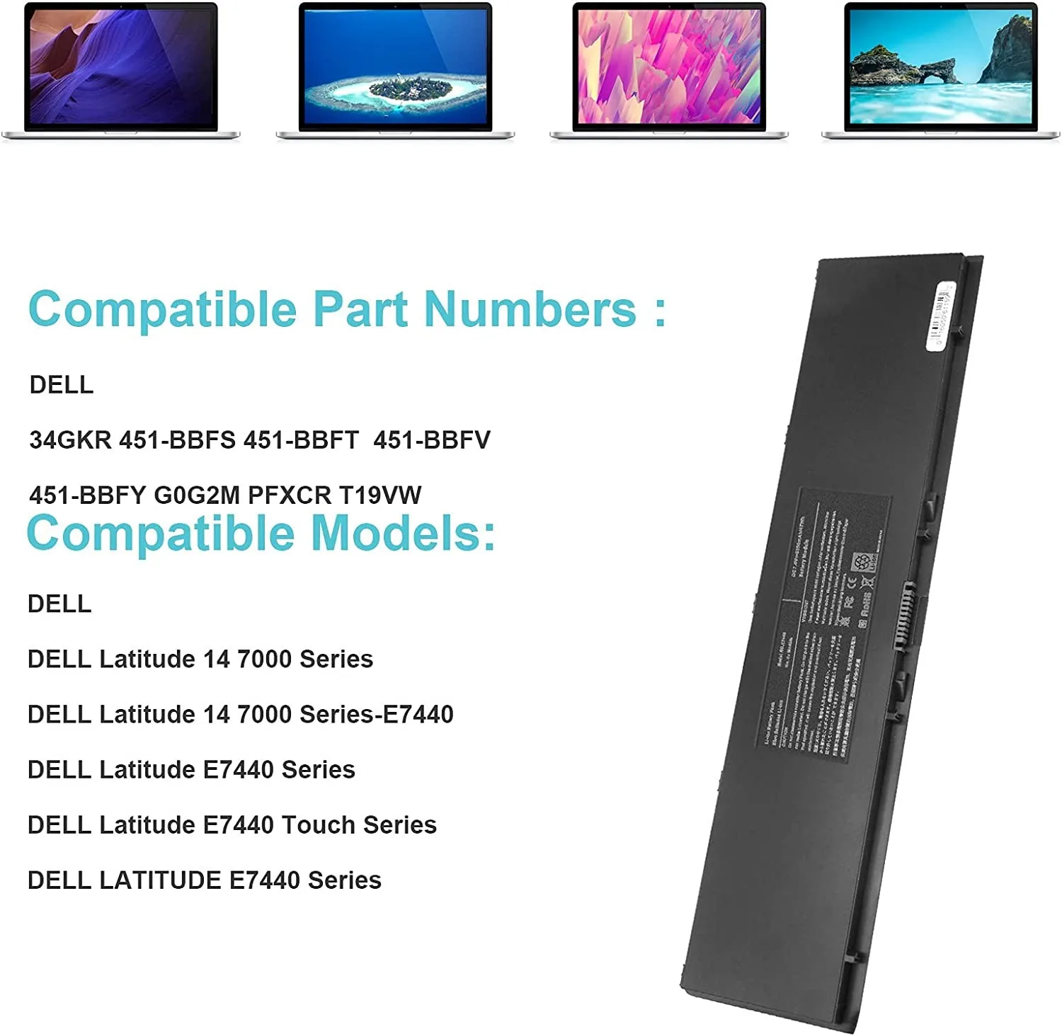 Dell Laptop Battery Latitude E7440 E7450 E7470 view 1