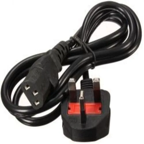 Desktop Power Cable (UK 3-Pin to Dual C13) - Red Fuse