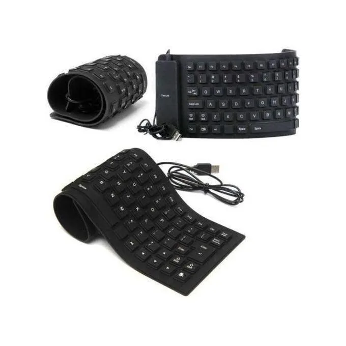Flexible Waterproof Roll-Up Keyboard - German (QWERTZ) Layout, USB view 1