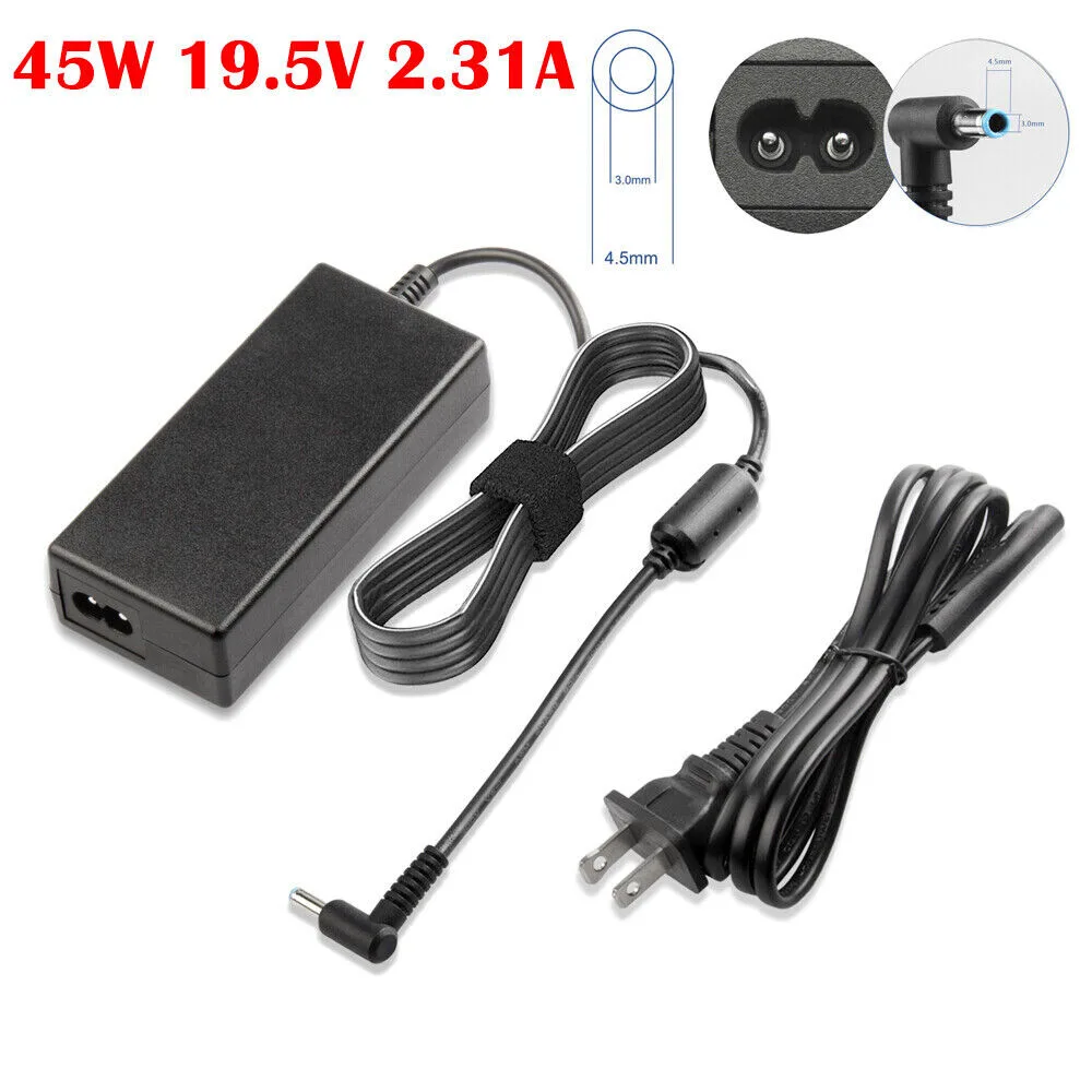 HP 45W Charger - 19.5V/2.31A, Blue Pin view 2