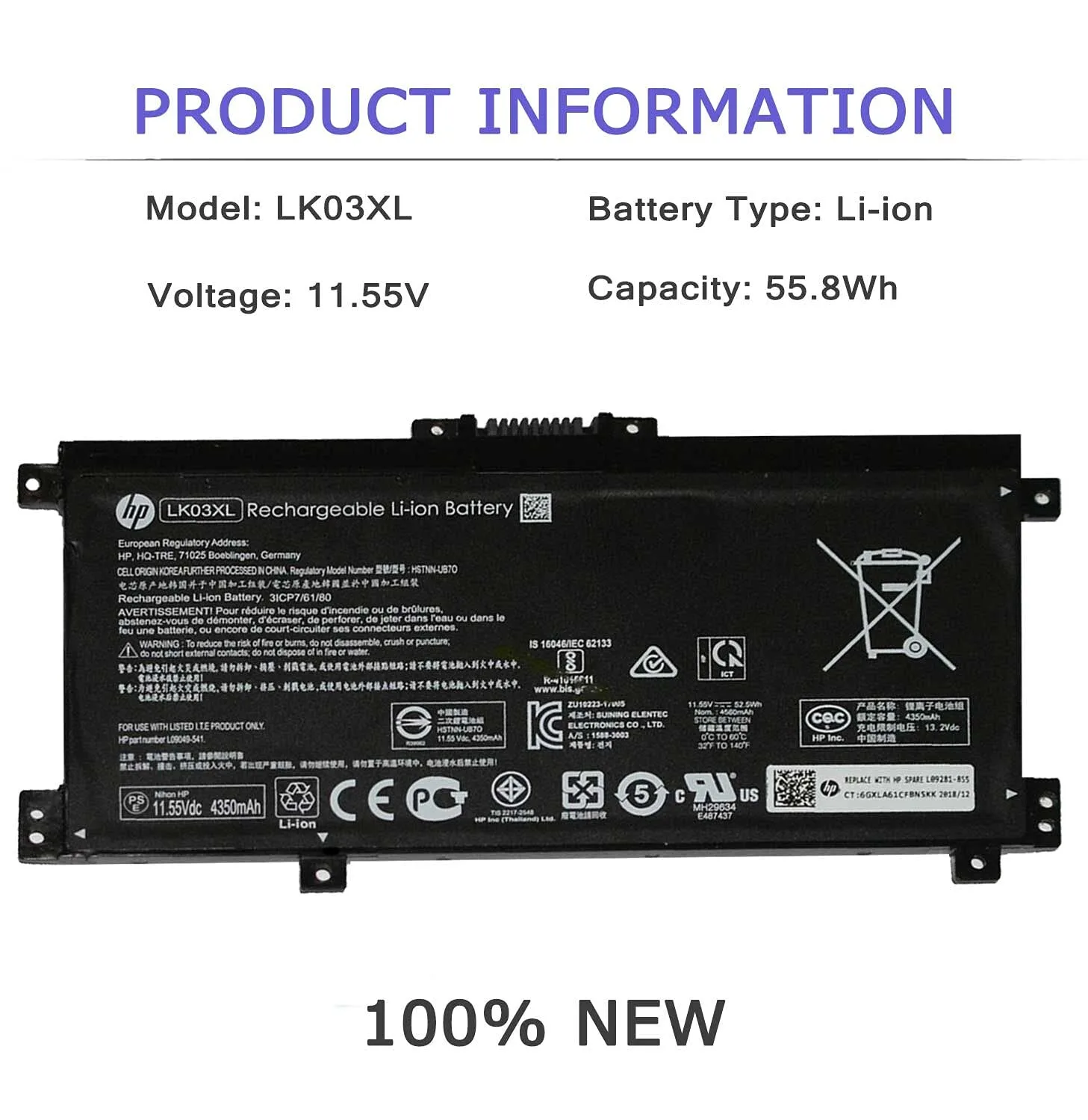 HP Laptop Battery Envy 17 X360 15 Series view 2