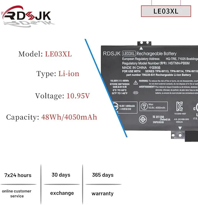 HP Laptop Battery Le03Xl 796356-005 For view 2