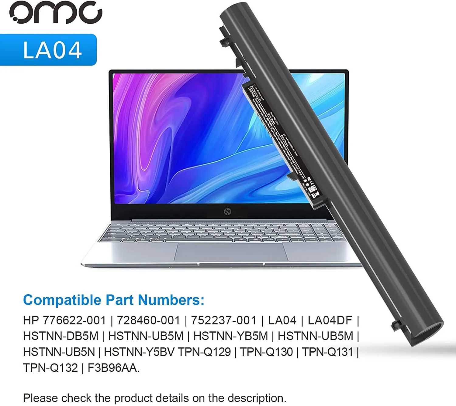 HP Laptop Battery La04 view 2