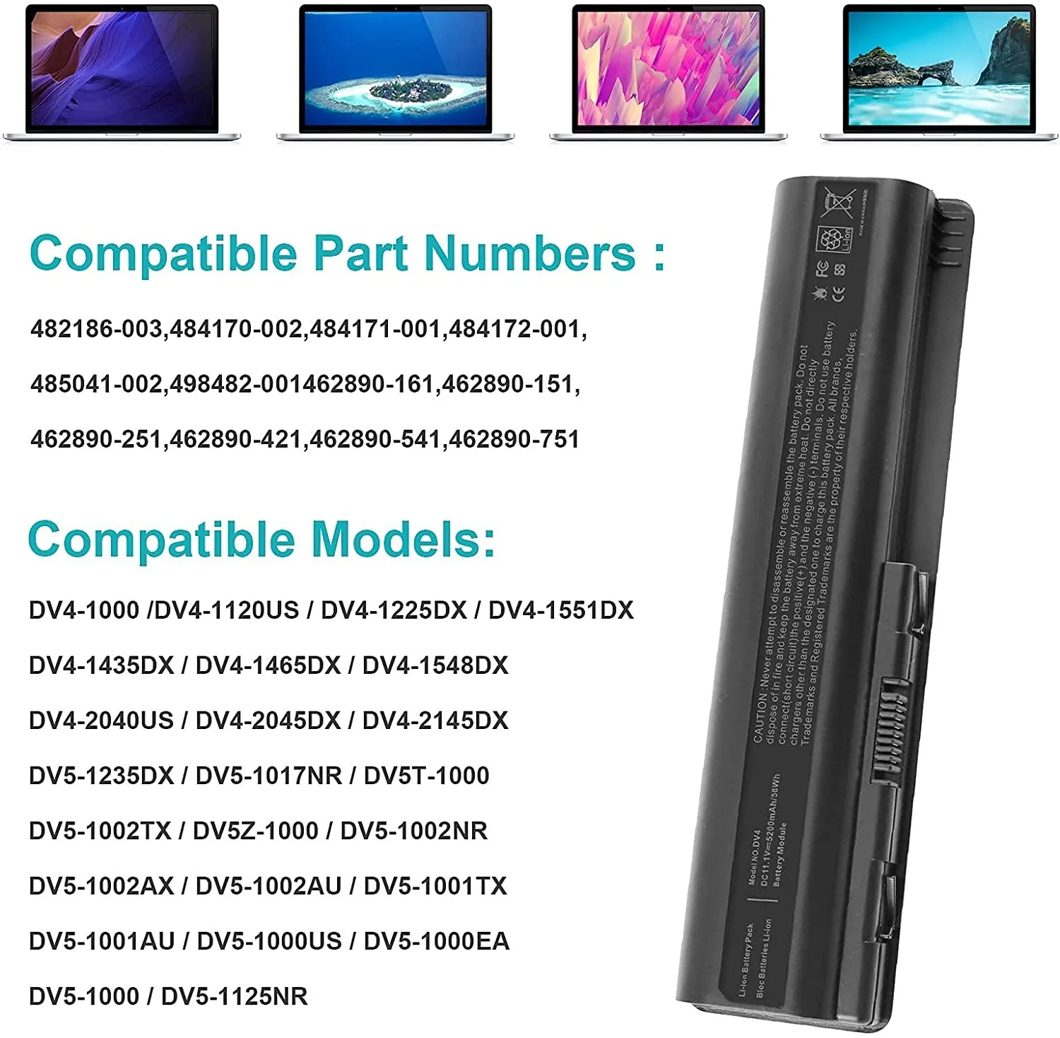 HP Laptop Battery Pavilion Dv4 Dv5 Dv5T Dv5Z view 1