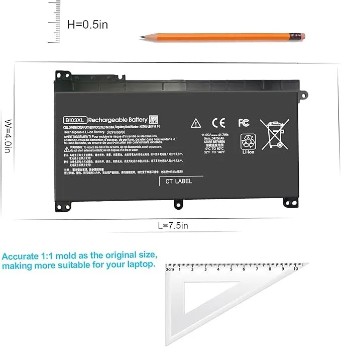 HP Laptop Battery On03Xl Bi03Xl- Probook X360 11 view 1