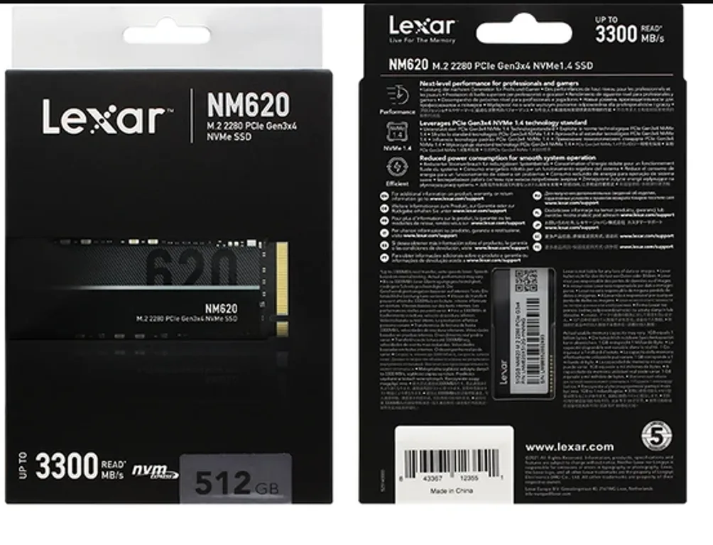 Lexar LNM620 Internal SSD M.2 PCIe Gen 3x4 NVMe - 256GB view 1