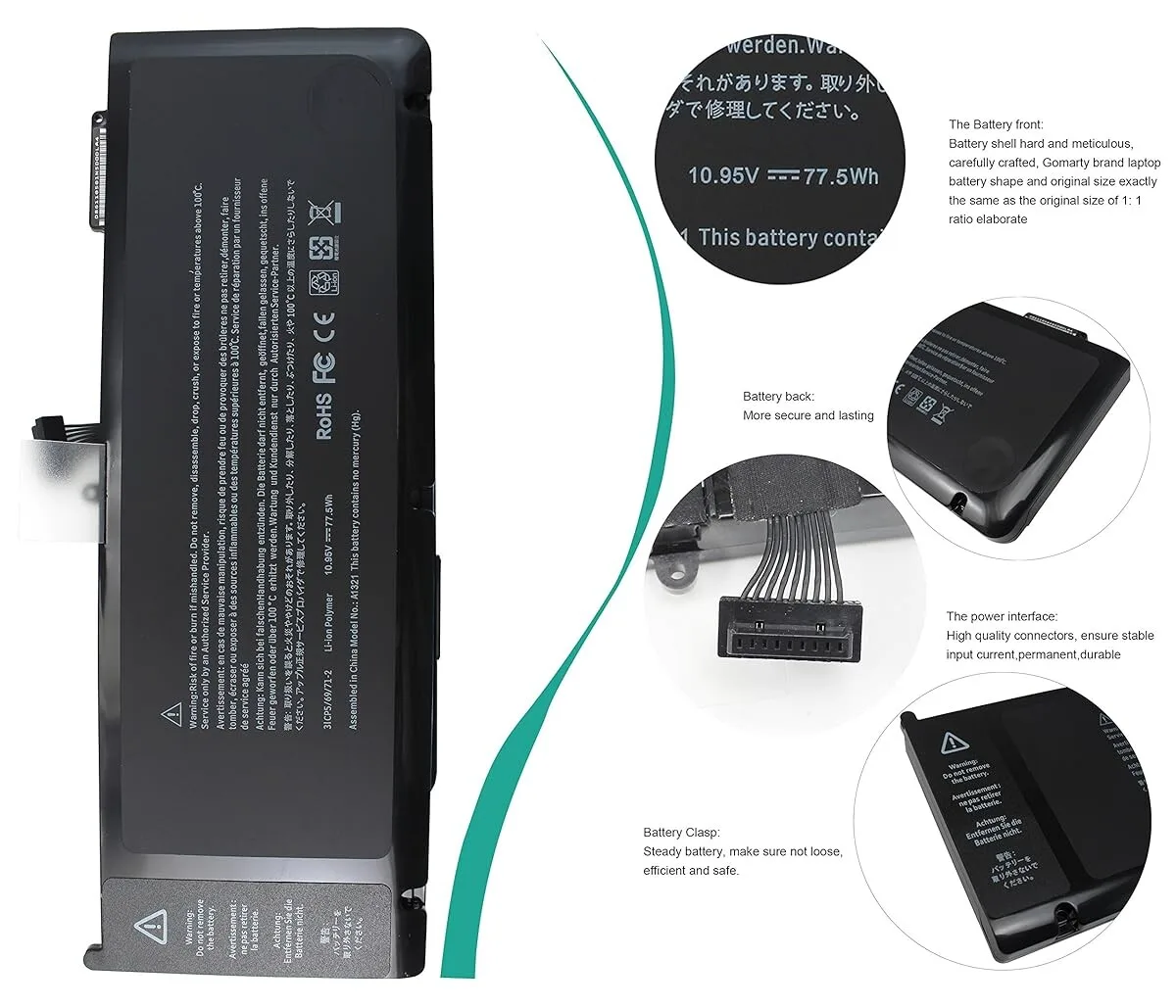 Apple Laptop Battery Macbook A1321 A1286 Original view 2