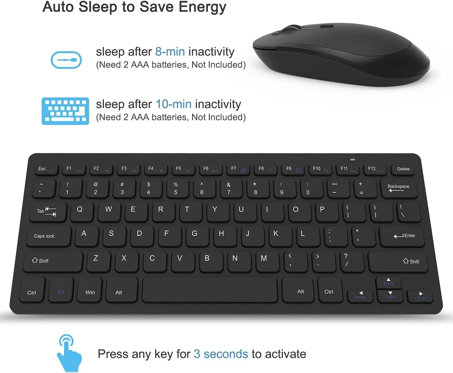 GKM901 Mini Wireless Keyboard and Mouse Combo - 2.4GHz