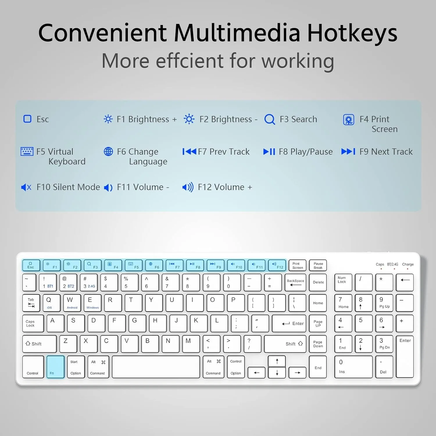 Rechargeable Keyboard and Mouse - for Computer, TVs & Android Box view 3