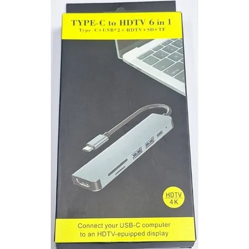 USB-C 6-in-1 Hub - USB 3.0, 4K HDMI, PD, SD/TF Card Reader - 60W view 1