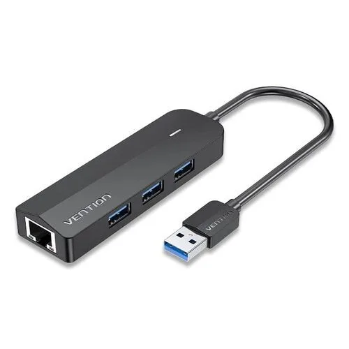 Vention 3-Port USB 3.0 Hub with Sound Card - 0.15M, Black view 1