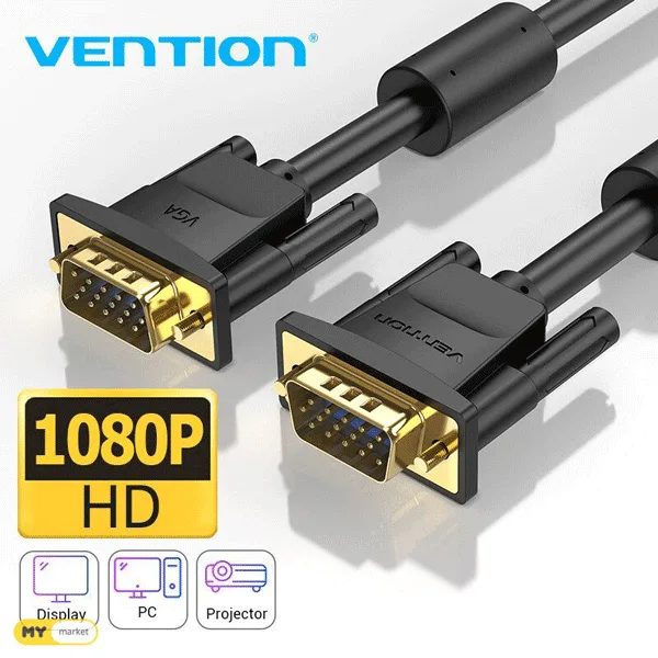 Vention VGA (3+9) Male to Male Cable - 10M, Black view 2