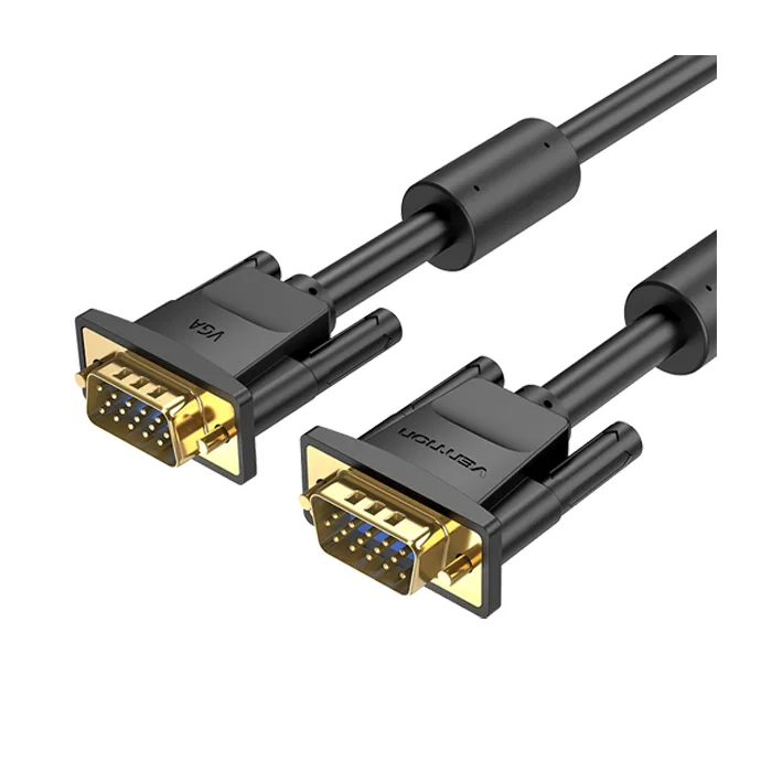 Vention VGA (3+6) Male to Male Cable with Ferrite Cores - 5M, Black view 1