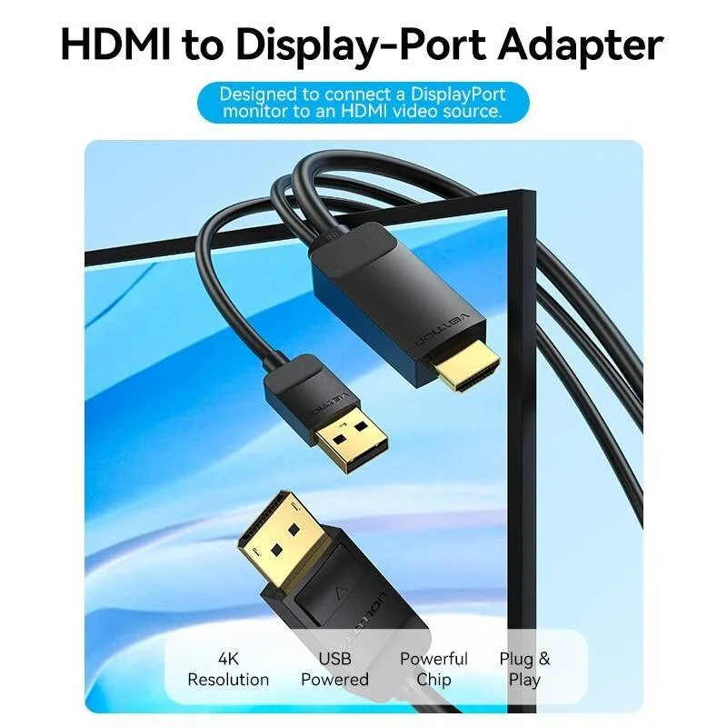 Vention HDMI-A Male to DisplayPort Male Cable view 1