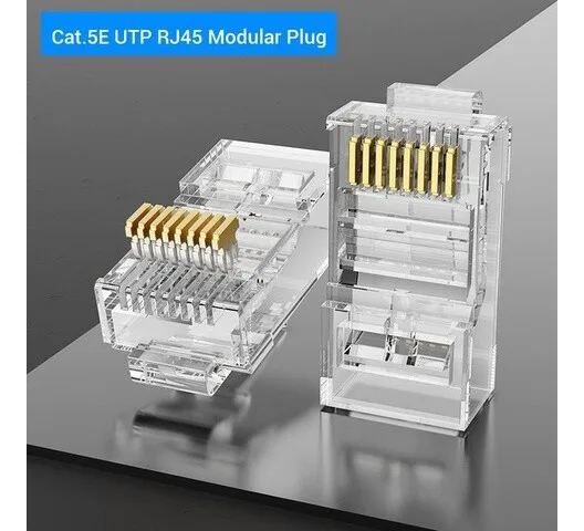 Vention Cat5E UTP RJ45 Modular Plug - 100 Pack, Transparent view 1