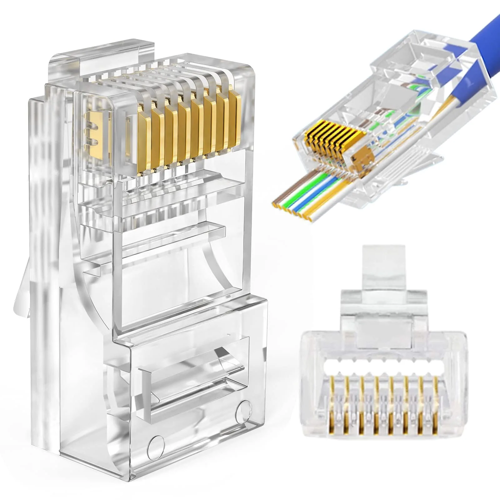 Vention Cat6 UTP RJ45 Modular Plug - 100 Pack, Transparent view 1