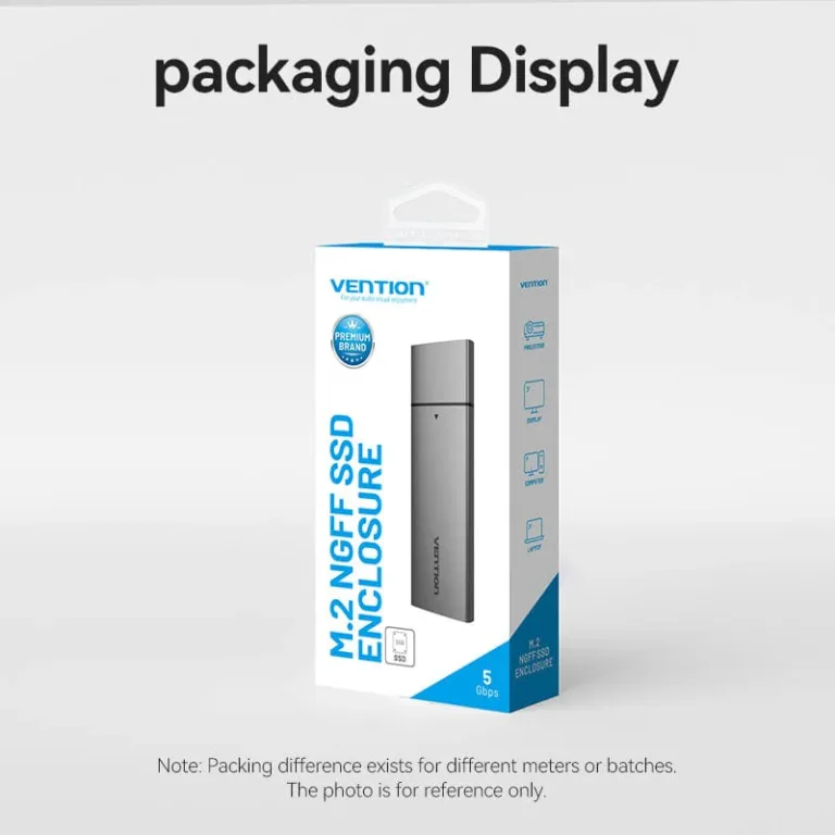 Vention M.2 NGFF SSD Enclosure - USB 3.1 Gen2 Type-C, Gray Aluminum view 1