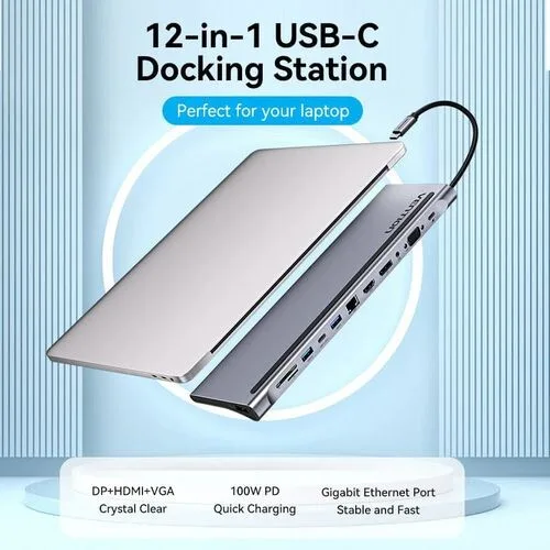 Vention USB-C 12-in-1 Multi-Function Docking Station - 100W view 2