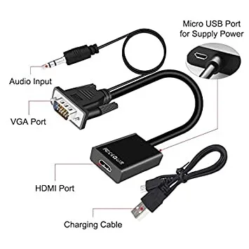 VGA to HDMI Converter Adapter Cable with Audio view 2